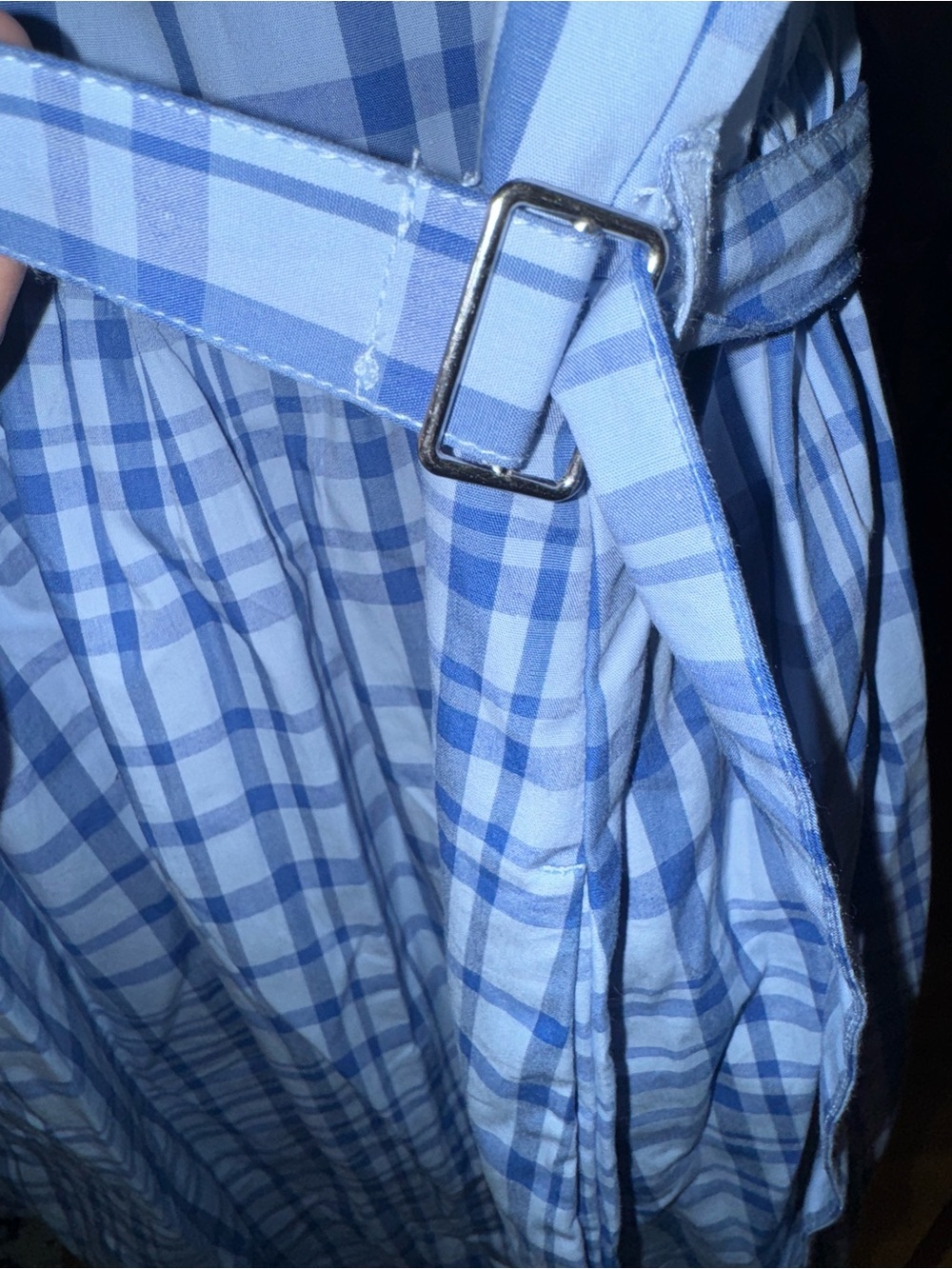 Free Assembly Sleeveless Blue Plaid Midi Dress with Waist Tie NWT sold our - Picture 7 of 15